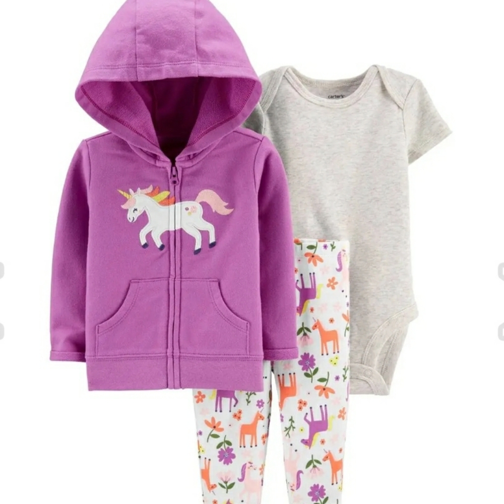New Baby Carter's 3-Piece Unicorn Jacket